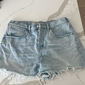 Pilcro Blue Jean Shorts High-Waisted Frayed Hem